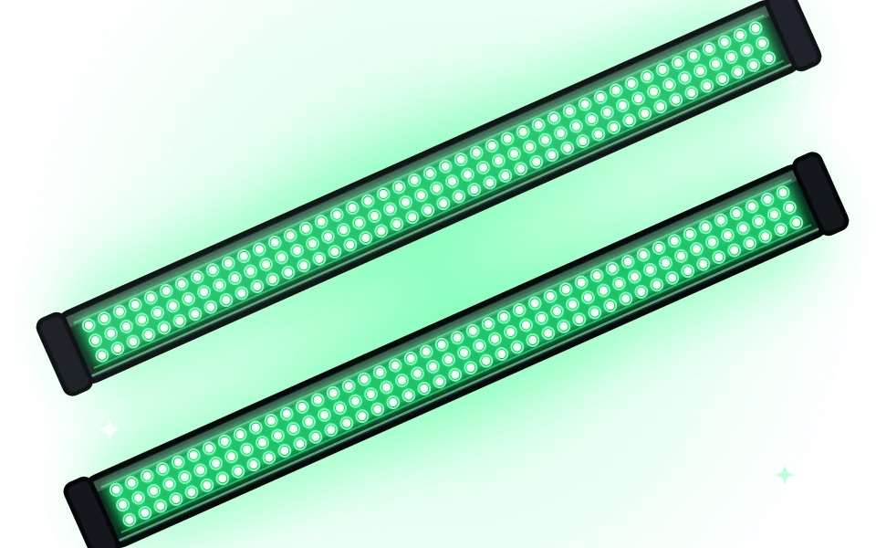 Illustration: zwei LED-Lightbars mit grünem Licht