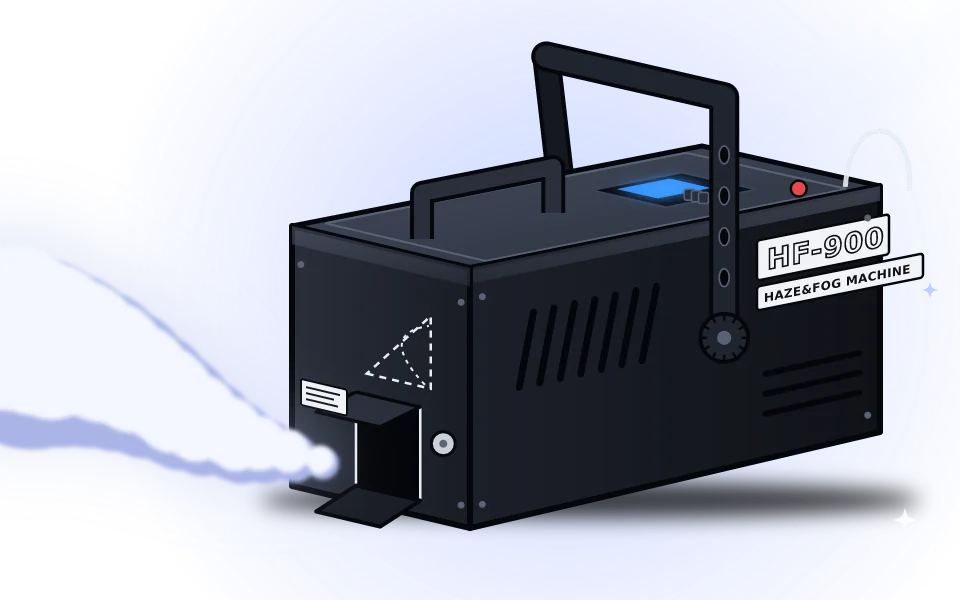 Illustration: Stairville HF-900 Haze Fogger mit Nebelausstoss